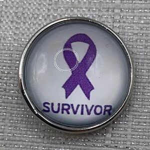 SURVIVOR CANCER RIBBON - Snap Button Charm - 18mm/20mm